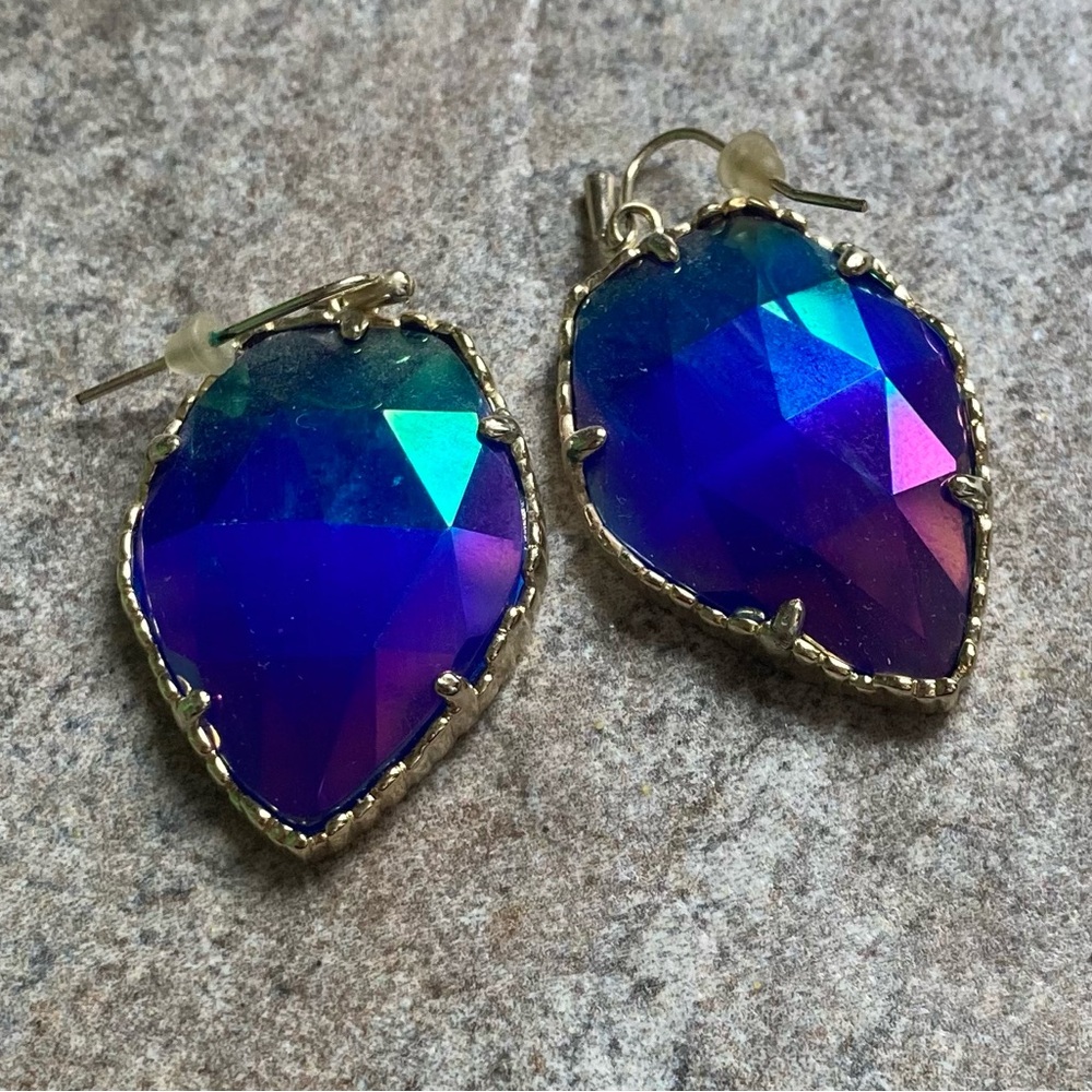 Kendra Scott Corley earrings in iridescent cobalt in gold tone GUC Coating Issue